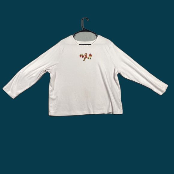 CJ Banks Tops - CJ Banks Womens Shirt Size 2X White Christmas Mittens Scarf Long Sleeve Top